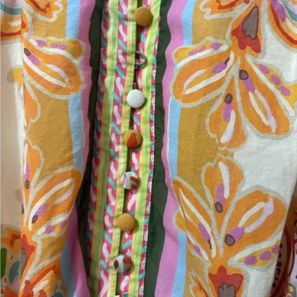 ANTONIO MELANI Brynn Ruffle Hem Floral Print Pintuck Dress Pink Belt 6 - Picture 6 of 10